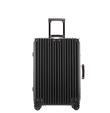 SGG全铝镁合金行李箱旅行箱女万向轮铝框密码20寸登机拉杆箱男24 亮面-黑色 20寸(铝镁合金箱体)