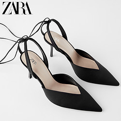 ZARA 新款 女鞋  黑色V 字开口细跟高跟鞋 16215001040