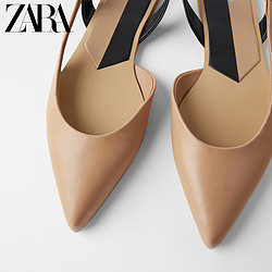 ZARA 新款 女鞋 自然色露跟平底鞋 12500510111
