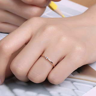 星钻 18k金戒指钻石彩金戒指两色可选可叠戴戒指女礼物 白K-11码 如图