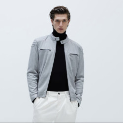 ZARA 新款 男装 珠地布 机车 夹克 