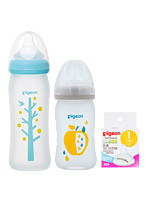 婴儿自然实感玻璃硅胶护层彩绘奶瓶160-240ml