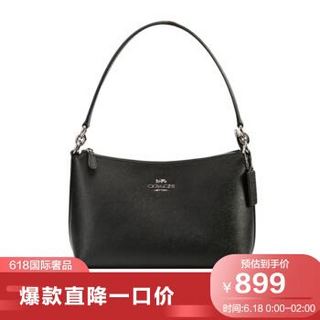 蔻驰（COACH） 奢侈品 女士中号单肩手提包黑色牛皮革配人造革 F80058 SVBK