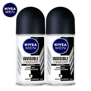 NIVEA 妮维雅 抑汗香体止汗露腋下干爽滚珠男士黑白出众爽身走珠液50ml*2