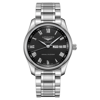 LONGINES 浪琴 名匠系列 L29104516 男士机械手表 40mm 黑盘 银色精钢表带 圆形