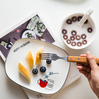 西餐盘创意家用陶瓷点心盘长方形早餐盘蛋糕碟创意北欧牛排盘子