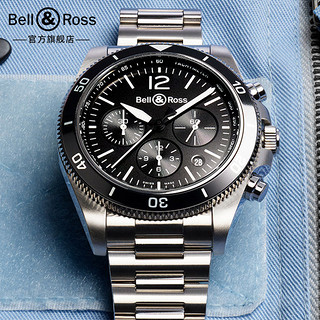 BELL & ROSS 柏莱士 BR V3系列 BR V3-94 Chrono Black Steel 手表