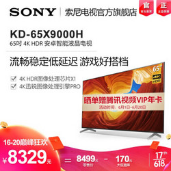 索尼（SONY）KD-65X9000H 65英寸4K超高清HDR液晶平板电视人工智能家居互联游戏影音