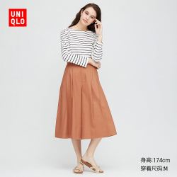 优衣库 女装 麻棉宽腿七分裤 424945 优衣库UNIQLO