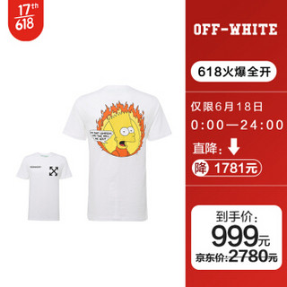 OFF WHITE 辛普森logo印花图案男士白色棉质修身圆领短袖T恤 OMAA027S191850350188 XL码