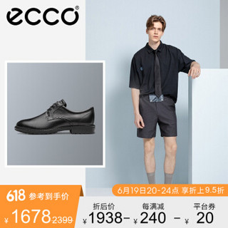 ECCO爱步正装皮鞋男士商务圆头德比鞋 唯途I 640304 黑色64030401001 41