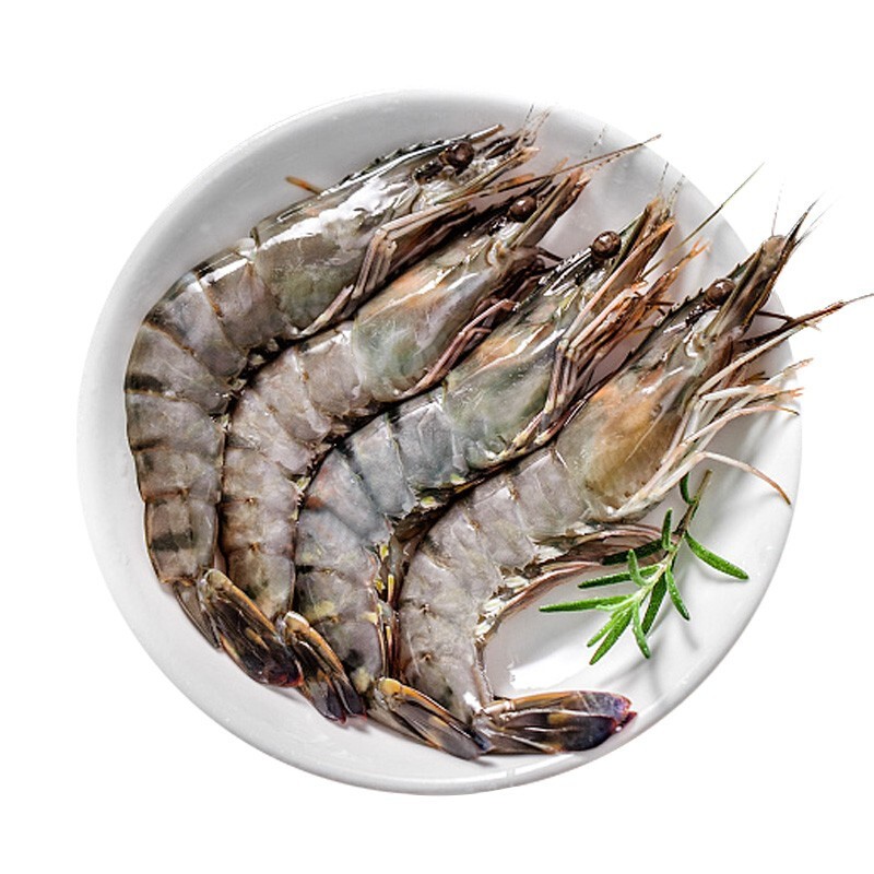 鲜佰客活冻黑虎虾盒装净重约400g3件