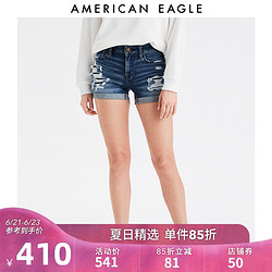 AEO 夏弹力女士牛仔短裤破洞迷你热裤American Eagle 1332_6051