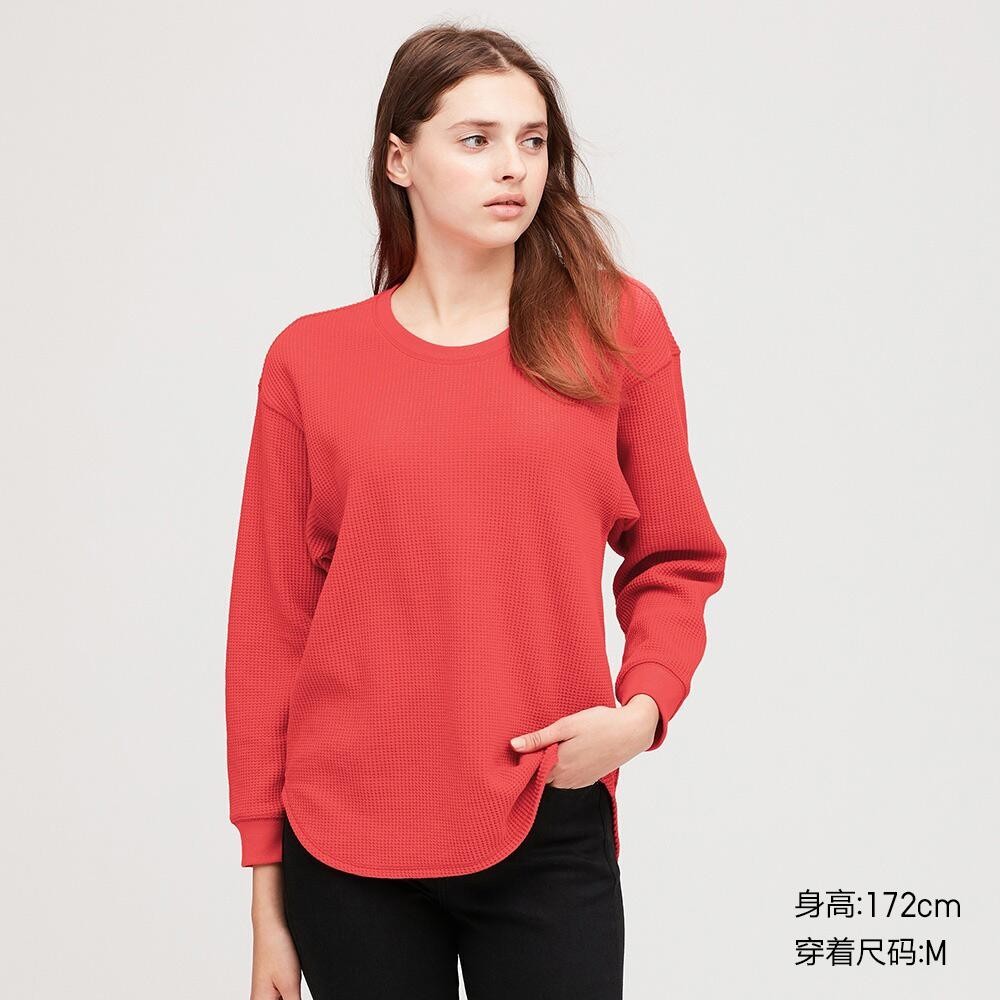 uniqlo优衣库422711女士华夫格圆领t恤