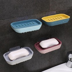 Neyankex 无痕免钉沥水皂盒创意三层置物架浴室免打孔壁挂肥皂架皂拖 三层-4个装随机色