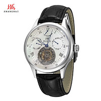 上海牌手表指针式机械表潮流时尚陀飞轮鳄鱼皮皮带男表腕表