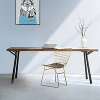 晶赞 实木铁艺会议桌 1.4米桌+4把黑色铁艺椅