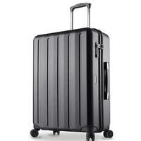 愛可樂 ECHOLAC 万向轮行李箱 防刮TSA密码锁旅行箱 20英寸黑色拉杆箱 双排8轮耐磨登机箱PCT008Y