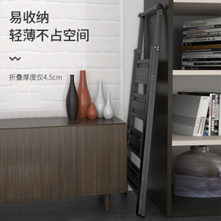 肯泰 家用梯 家用梯子加厚防滑折叠人字梯单侧工程梯  5步碳晶黑【加宽踏板】【加高扶手】