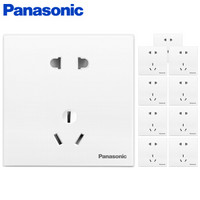 松下（ Panasonic）开关插座 10A5孔墙壁插座面板 （10支装） 悦宸86型 白色 热销