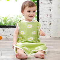 象宝宝（elepbaby）婴儿睡袋儿童睡袋夏季薄款透气新生儿宝宝3层纱布无袖背心睡袋60X40CM绿色