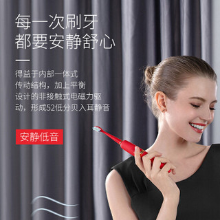 TCL XESS 电动牙刷 光波智能 成人超声波软毛 清洁净白 牙龈呵护 含刷头*3 D3宫廷红