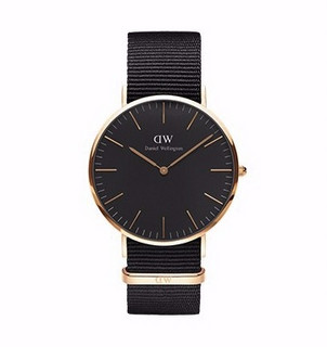 Daniel Wellington 丹尼尔惠灵顿 手表情侣丹尼尔惠灵顿手表情侣表对表- 黑皮黑盘金边男40mm+女28mm