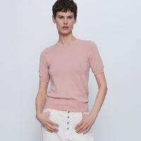 ZARA 05646125676 女士短袖基本款针织衫