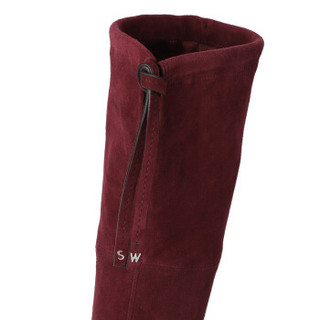 STUART WEITZMAN 斯图尔特·韦茨曼 SW 女士枣红色绒面皮革高跟过膝长靴 HELENA 75 CABERNET 36