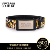 VERSACE JEANS COUTURE 范思哲 奢侈品男士黑色皮革印花板扣皮带腰带礼盒 D8YUBF31 71171 M27 105cm