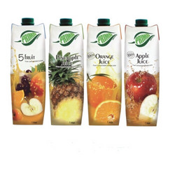 地中海塞浦路斯进口 普瑞达（PRIMA）100%果汁家庭装 1L×4瓶 苹果汁橙汁混合汁菠萝汁混合装口味随机 *3件