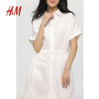 H&M 0811454 亚麻混纺衬衫连衣裙