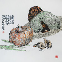 平安吉祥_左群_纸本设色_69.0x69.0cm