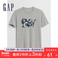 Gap男装纯棉舒适圆领短袖T恤夏季547365 2020新款潮流印花上衣男