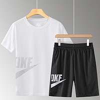 运动套装男夏季跑步健身服休闲大码速干短袖T恤两件套宽松五分裤