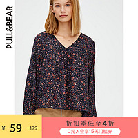 PULL&BEAR 衬衫女2020新款花卉印花绉纱衬衫长袖 05474302