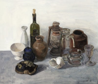 有面具的静物_岳莺_油画