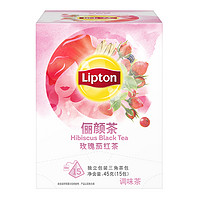 立顿Lipton 花草茶 俪颜茶 玫瑰茄红茶三角茶包袋泡茶叶 调味茶3g*15包 *3件
