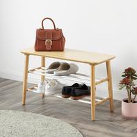 橙舍 竹制多功能换鞋凳