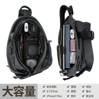teemzone 廷尊男士单肩包潮流复古斜挎包男旅行小背包时尚男包 黑