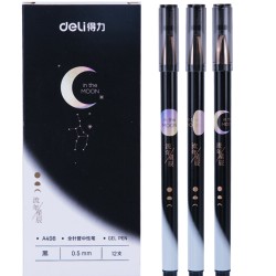deli 得力 A498 中性笔 黑色 12支 0.5mm *9件