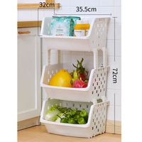 厨小丫 厨房3层落地塑料置物架