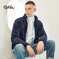 GIORDANO 佐丹奴 13079822 情侣款珊瑚绒夹克 03标志红色  L
