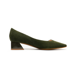 莱尔斯丹 le saunda 时尚优雅通勤尖头套脚中跟女单鞋LS AM32703 绿色 35