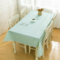 青苇 PVC餐桌布餐垫 防水防油易清理 清新格子 绿色