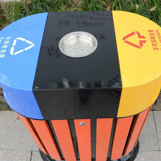 卡质 KAZHI 酒店定制垃圾桶 户外垃圾桶果皮箱 68*40*90CM 钢木公园小区分类垃圾箱