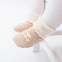 馨颂婴儿袜子三双装秋冬无骨松口新生儿保暖袜宝宝袜子套装 米色 14-16（M）(6-12个月)