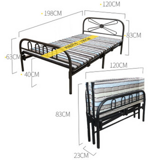 顺优 折叠床 四折单人床 午睡午休床 陪护床现代简约简易床 120cm宽 SY-076