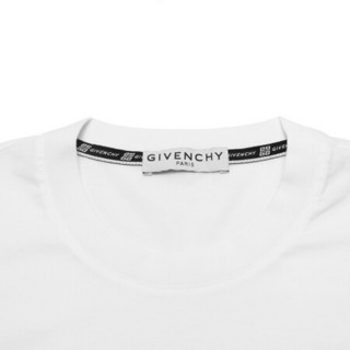 纪梵希 GIVENCHY 男士棉质圆领短袖T恤白色LOGO印花图案 BM70K93002 100 L码
