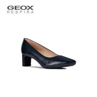 GEOX/健乐士女鞋春夏单鞋时尚粗跟女软皮高跟鞋D84BAA